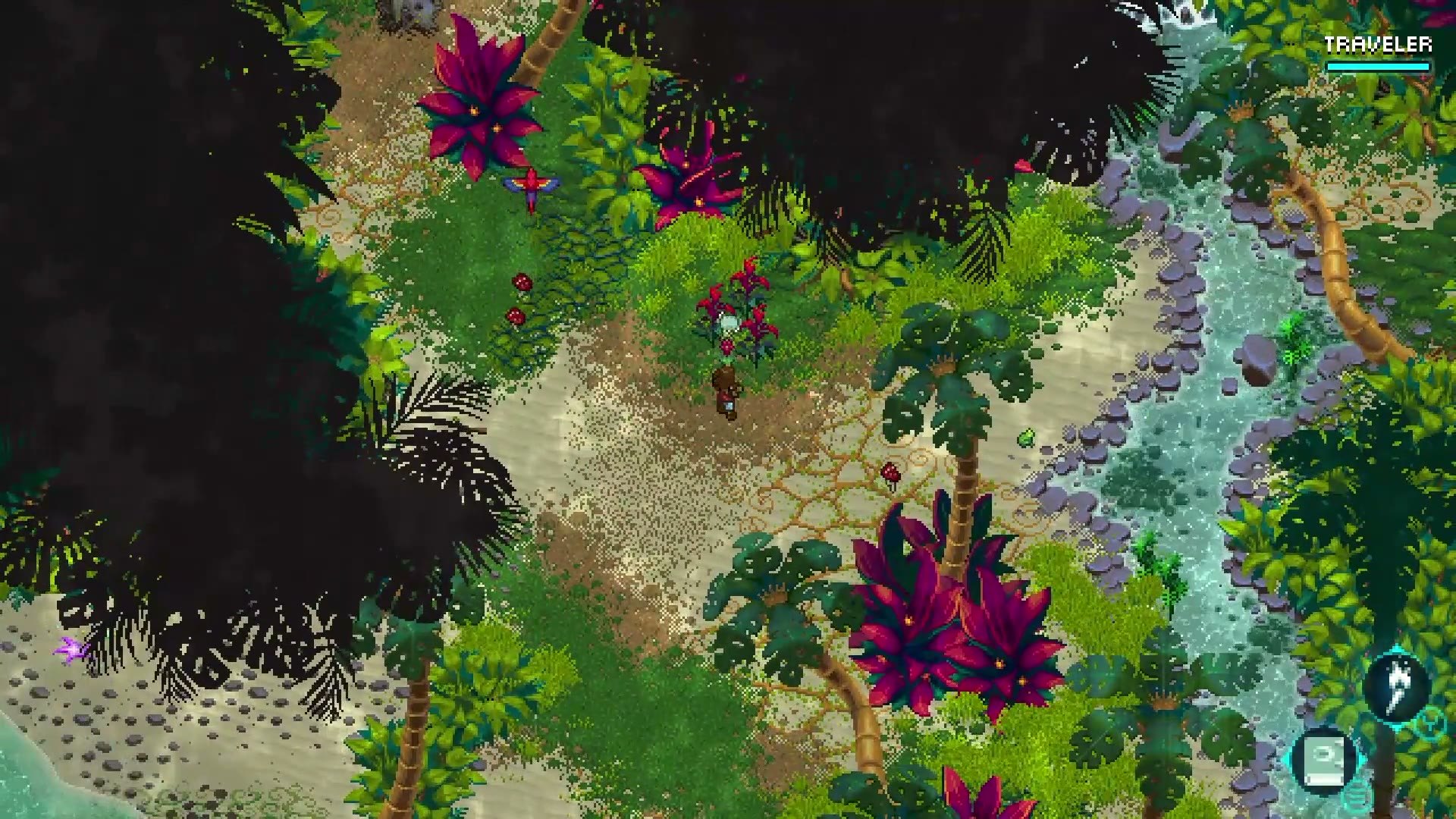 Official Steam trailer frame of World of Anterra: a sunlit shoreline of the open world